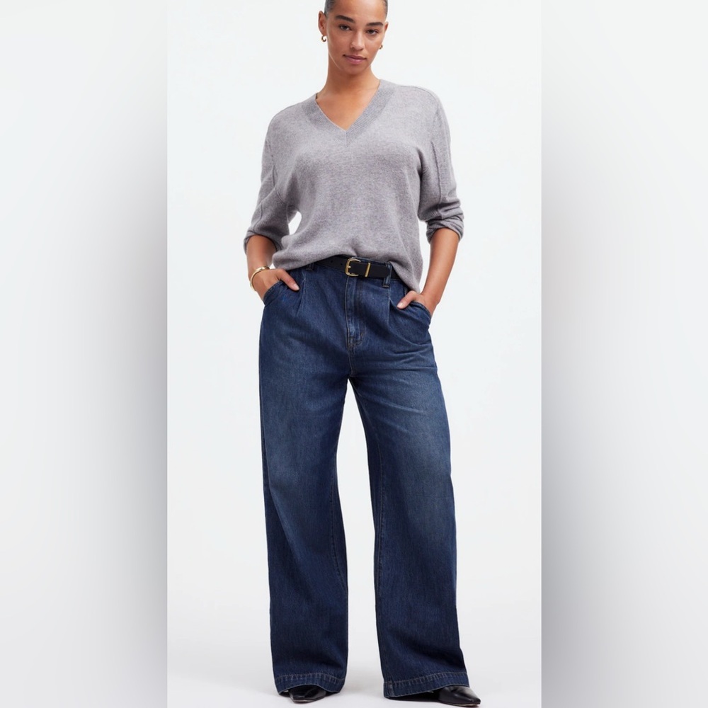 Madewell Harlow Wide-Leg Jean Airy lightweight Denim in Fieldale dark wash sz 28